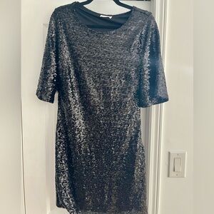 Elegant Black Sequin Dress, size Large